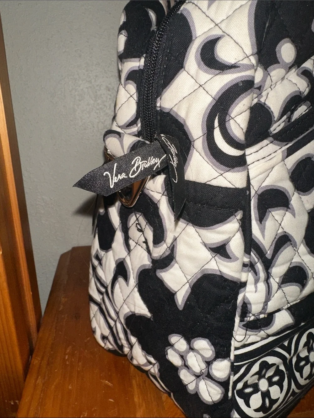 Vera Bradley Black & White Quilted Floral Baby Bag